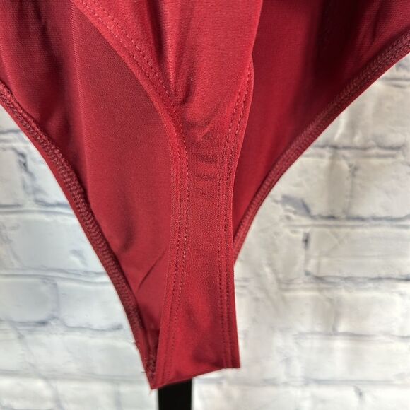 Express Burgundy Chiffon Bodysuit Size XS - Picture 4 of 7